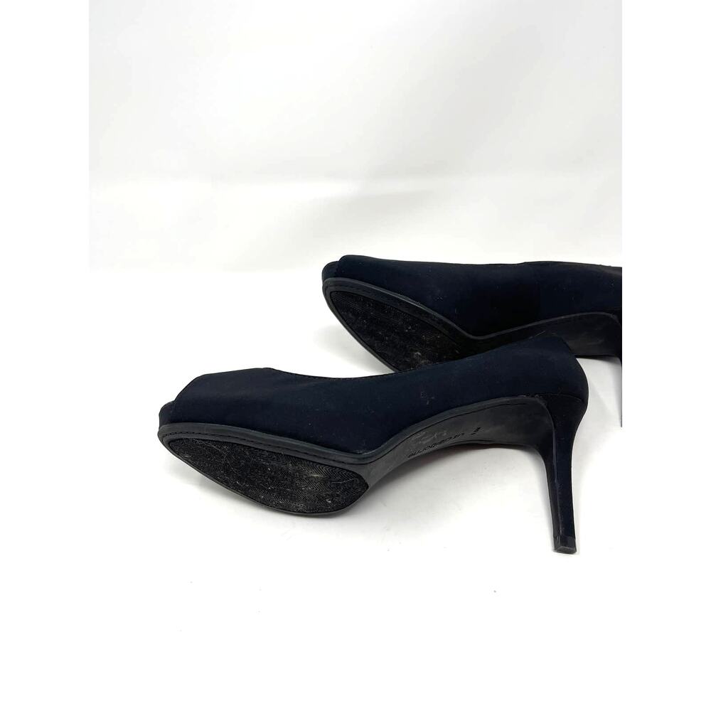 LIZ CLAIBORNE Black Fabric PEEP TOE Pumps 8.5M - Picture 4 of 8